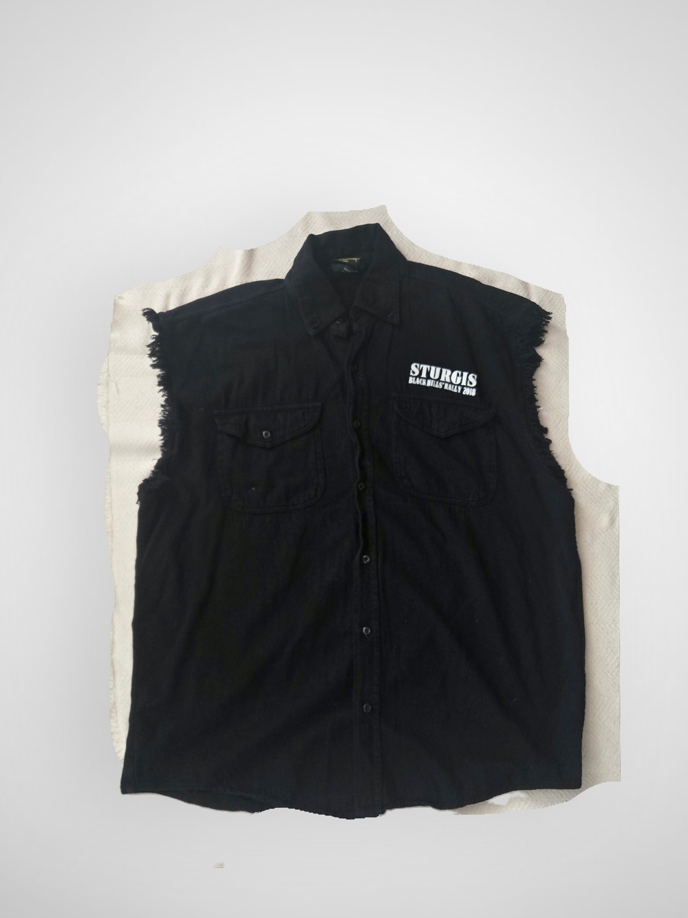 Sturgis Black Sleeveless Button-Down Work Shirt